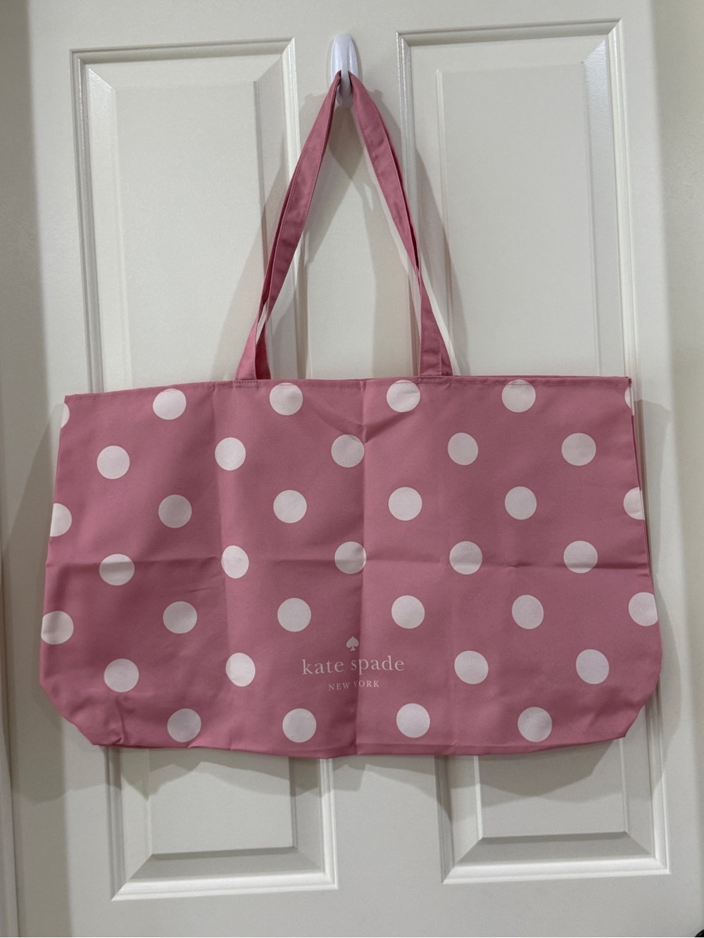 Kate Spade pink and white polka dot tote bag